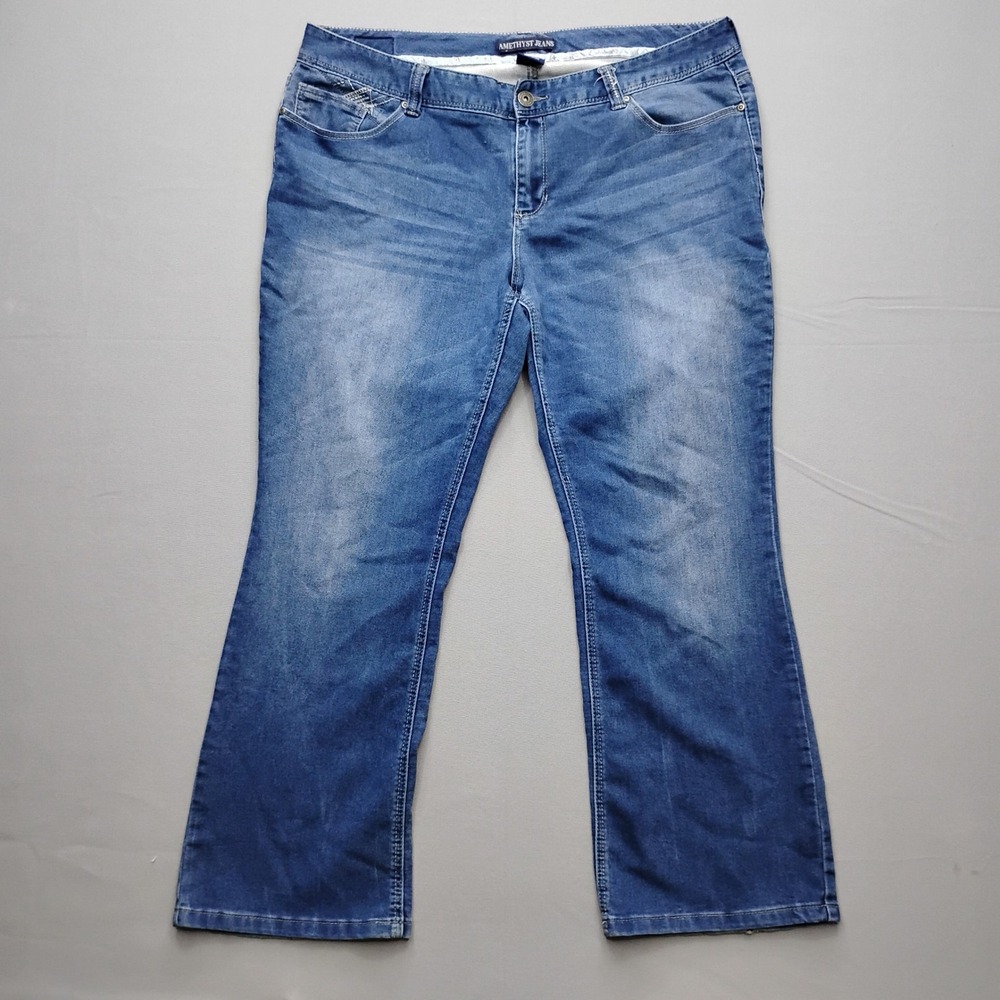 Amethyst Jeans Womens Size 20 Regular Bootcut Blue Medium Wash Embroidered Denim